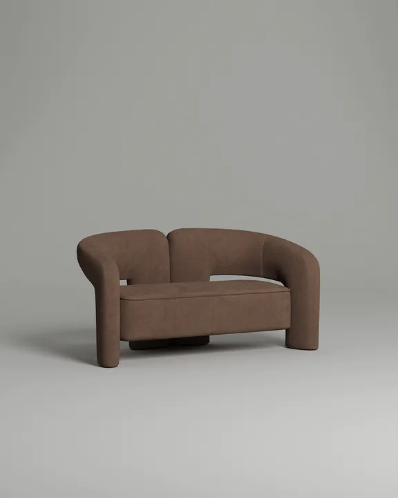 Стильный прямой диван Лэсли. Материал: Искусственная замша. Цвет: Коричневый