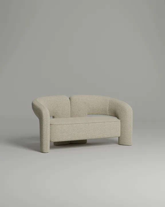 Стильный прямой диван Лэсли. Материал: Искусственный мех. Цвет: Бежевый