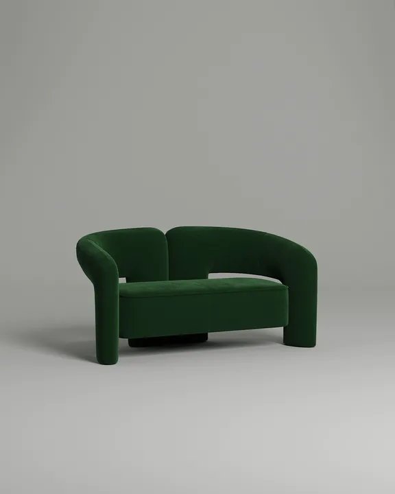 Стильный прямой диван Лэсли. Материал: Велюр. Цвет: Зеленый