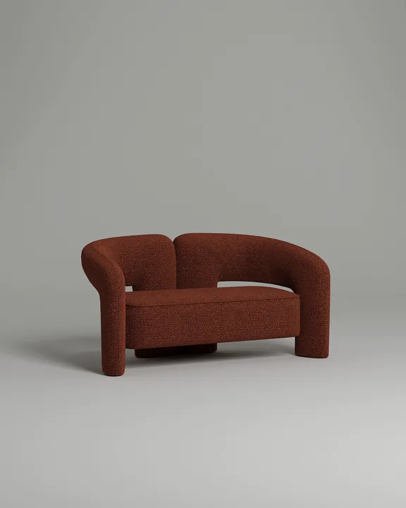 Стильный прямой диван Лэсли. Материал: Букле. Цвет: Терракотовый