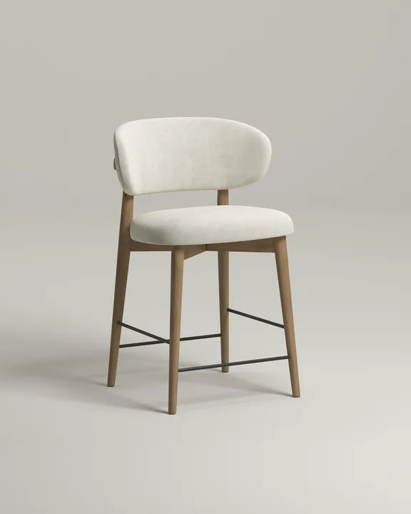 Стул Ворман барный (белый велюр - Velutto 01) Удобный стул Ворман барный. Материал: велюр. Цвет: белый (Velutto 01)