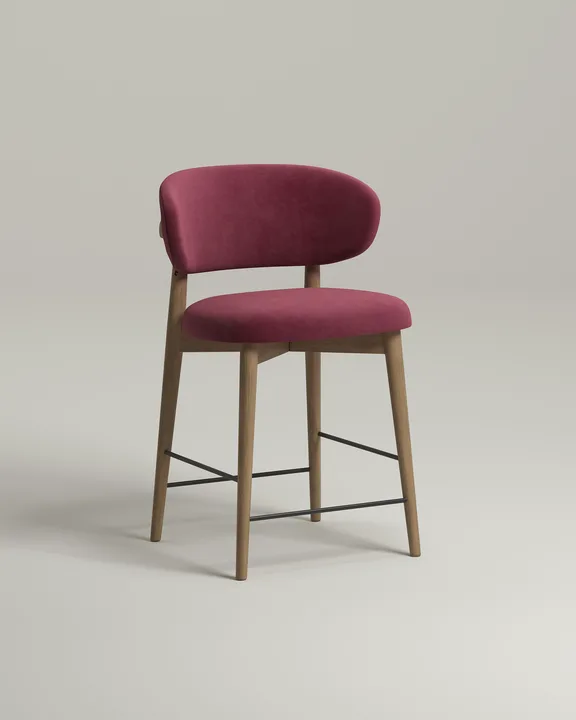 Стул Ворман барный (велюр цвета бордо - Teddy 968) Удобный стул Ворман барный. Материал: велюр. Цвет: бордо (Teddy 968)