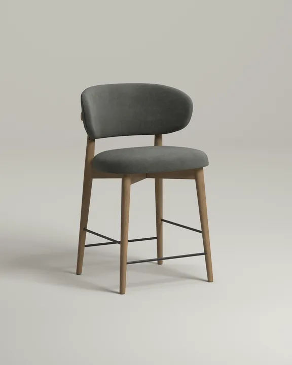 Стул Ворман барный (серый нубук - Lamb steel) Удобный стул Ворман барный. Материал: нубук. Цвет: серый (Lamb steel)
