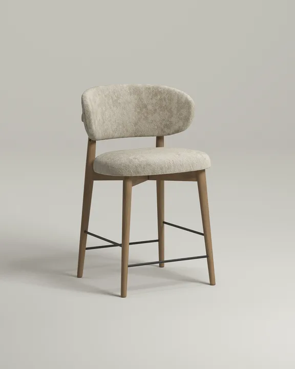 Удобный стул Ворман барный. Материал: велюр. Цвет: бежевый (Joya 006)