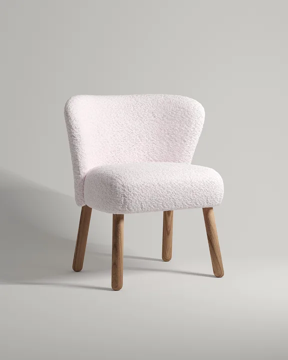 Удобный стул Морти. Материал: искусственный мех. Цвет: розовый (Hush 030)