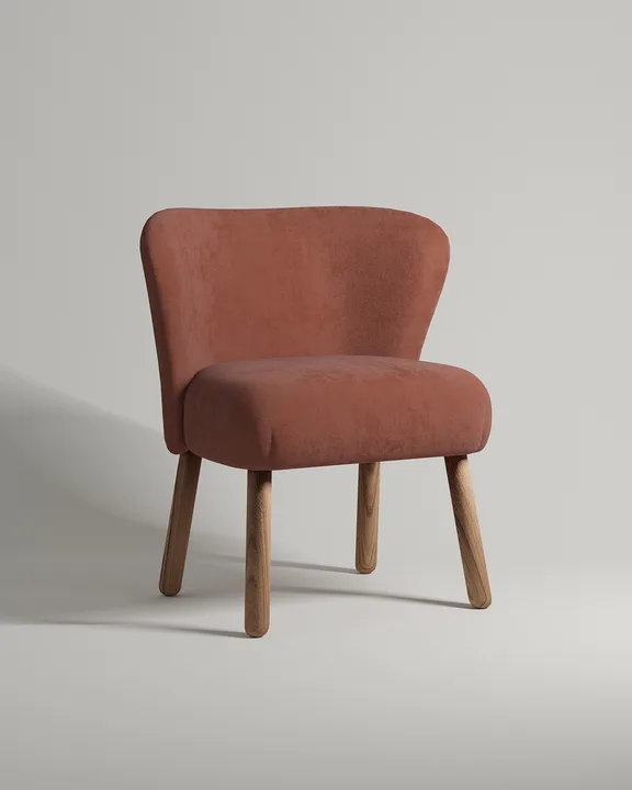 Удобный стул Морти. Материал: искусственная замша. Цвет: терракотовый (Elixir 493)