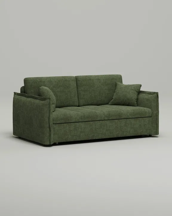 Стильный прямой диван Штейген Мини. Материал: Рогожка. Цвет: Зеленый