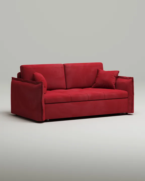 Стильный прямой диван Штейген Мини. Материал: Велюр. Цвет: Красный