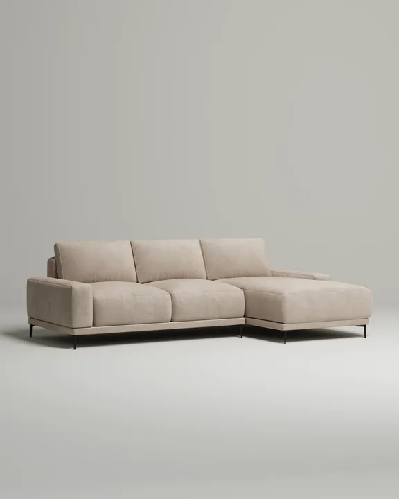 Стильный угловой диван Оснэн угловой. Материал: Искусственная замша. Цвет: Бежевый