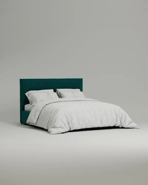 Кровать Гвалсэя под матрас 180x200 с мягким изголовьем и ящиком для хранения белья. Материал: велюр - Velutto 20