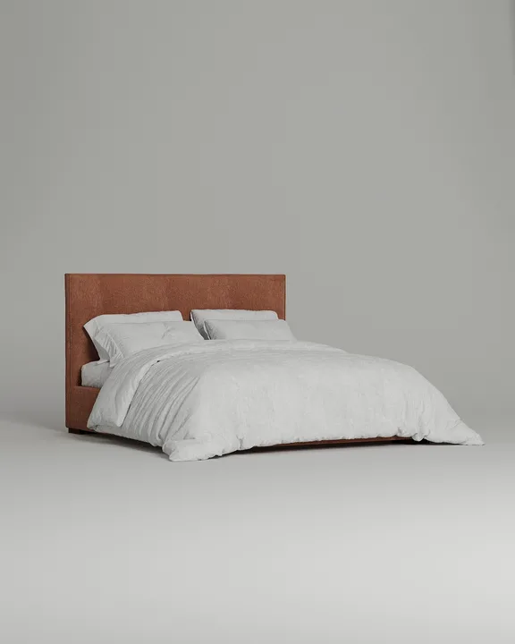 Кровать Гвалсэя под матрас 200x200 с мягким изголовьем и ящиком для хранения белья. Материал: Dania rust A (флок) Кровать Гвалсэя под матрас 200x200 с мягким изголовьем и ящиком для хранения белья. Материал: флок - Dania rust A