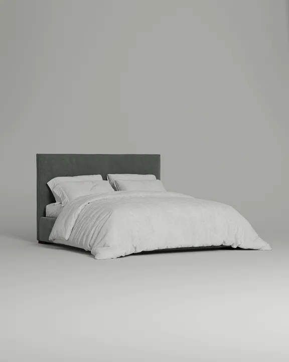 Кровать Гвалсэя под матрас 200x200 с мягким изголовьем и ящиком для хранения белья. Материал: велюр - Novus 695