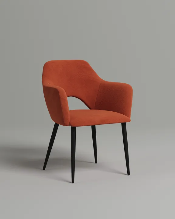 Удобный стул Тулават. Материал: велюр. Цвет: оранжевый (Velutto 39)