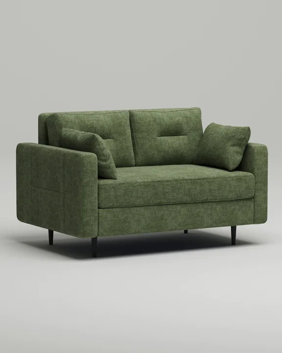 Стильный прямой диван Лэдби Мини. Материал: Рогожка. Цвет: Зеленый