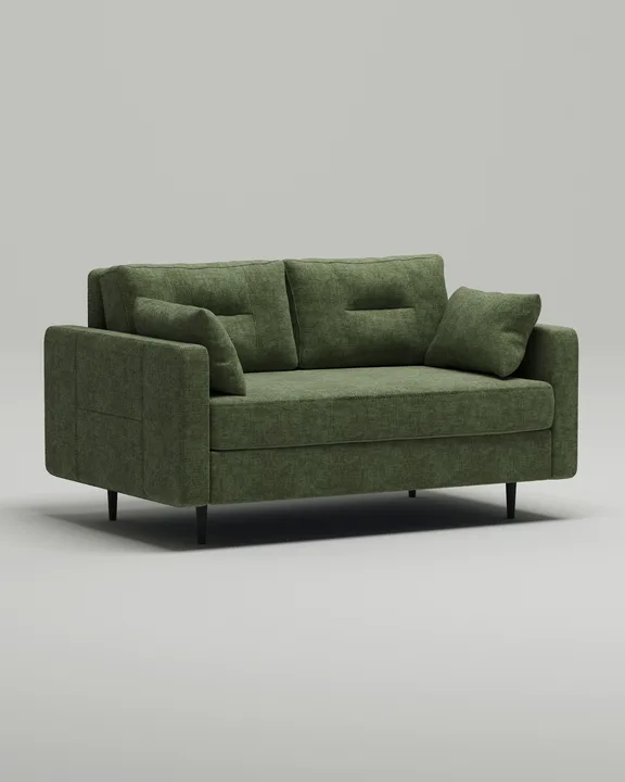 Стильный прямой диван Лэдби Мини. Материал: Рогожка. Цвет: Зеленый