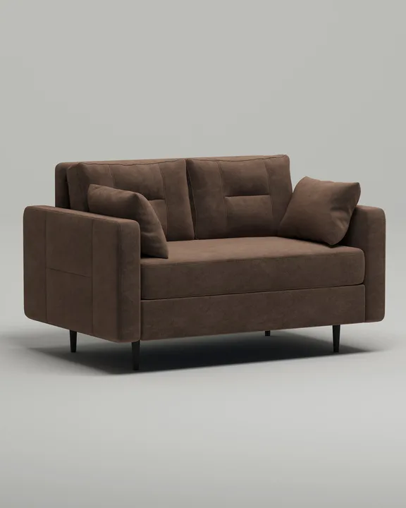 Стильный прямой диван Лэдби Мини. Материал: Велюр. Цвет: Коричневый Стильный прямой диван Лэдби Мини. Материал: Велюр. Цвет: Коричневый