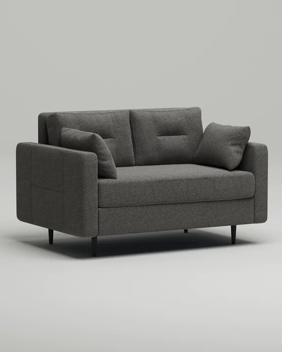 Стильный прямой диван Лэдби Мини. Материал: Рогожка. Цвет: Серый