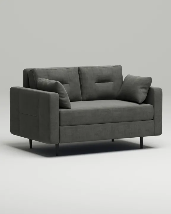 Стильный прямой диван Лэдби Мини. Материал: Нубук. Цвет: Серый