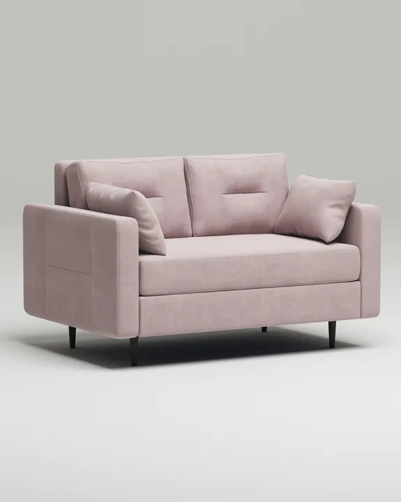 Стильный прямой диван Лэдби Мини. Материал: Велюр. Цвет: Розовый