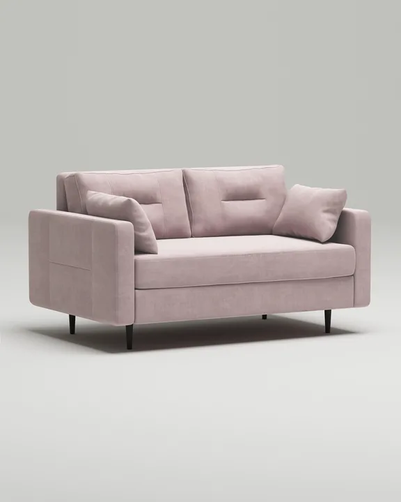 Стильный прямой диван Лэдби Мини. Материал: Велюр. Цвет: Розовый