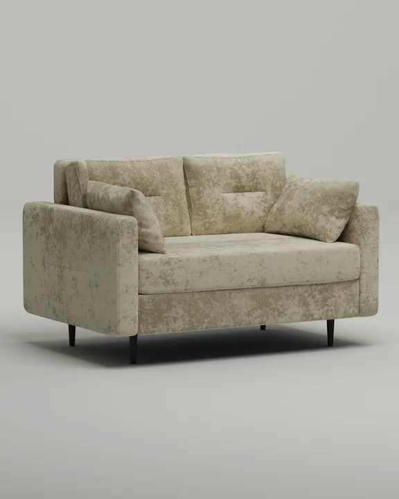 Стильный прямой диван Лэдби Мини. Материал: Велюр. Цвет: Бежевый