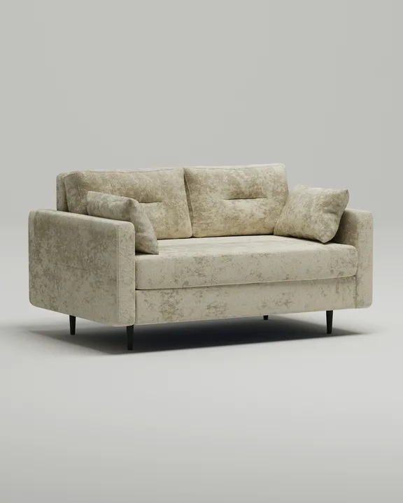 Стильный прямой диван Лэдби Мини. Материал: Велюр. Цвет: Бежевый