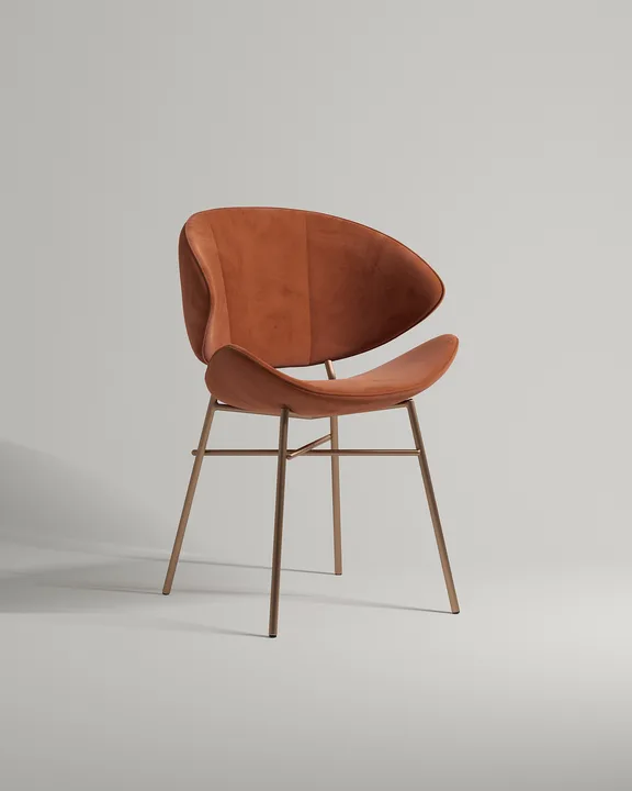 Удобный стул Паулэ. Материал: велюр. Цвет: терракотовый (Novus 410)