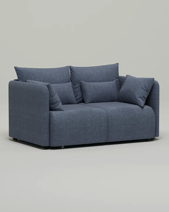 Стильный прямой диван Квина Мини. Материал: рогожка. Цвет: Синий Стильный прямой диван Квина Мини. Материал: рогожка. Цвет: Синий