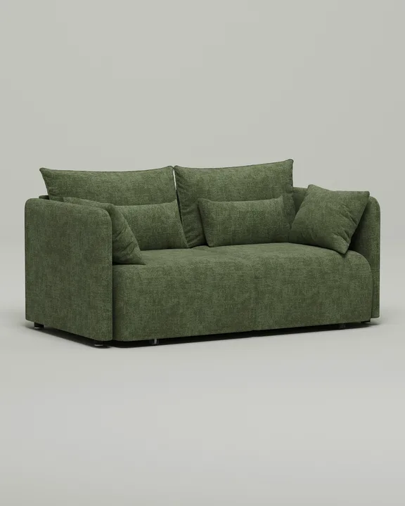 Стильный прямой диван Квина Мини. Материал: Рогожка. Цвет: Зеленый Стильный прямой диван Квина Мини. Материал: Рогожка. Цвет: Зеленый