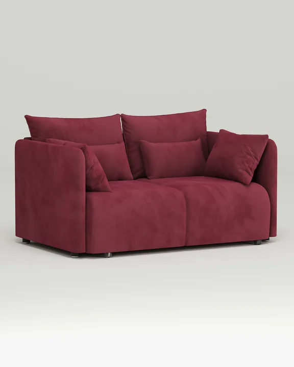 Стильный прямой диван Квина Мини. Материал: Велюр. Цвет: Бордо Стильный прямой диван Квина Мини. Материал: Велюр. Цвет: Бордо