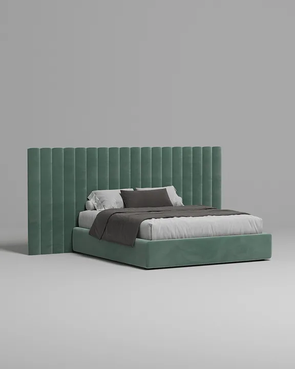 Кровать Месса под матрас 180x200 с мягким изголовьем и ящиком для хранения белья. Материал: Velutto 71 (велюр) Кровать Месса под матрас 180x200 с мягким изголовьем и ящиком для хранения белья. Материал: велюр - Velutto 71