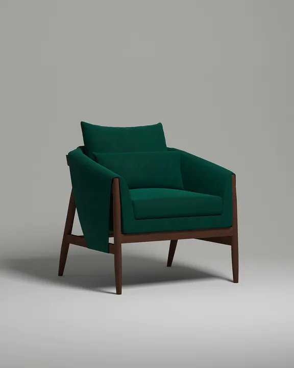 Кресло Клар на ножках с подлокотниками (изумрудный велюр - Velutto 20) от Kalibroom