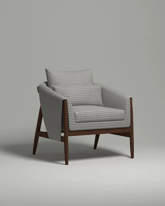 Кресло Клар на ножках с подлокотниками (серая искусственная шерсть - Hygge 912) от Kalibroom