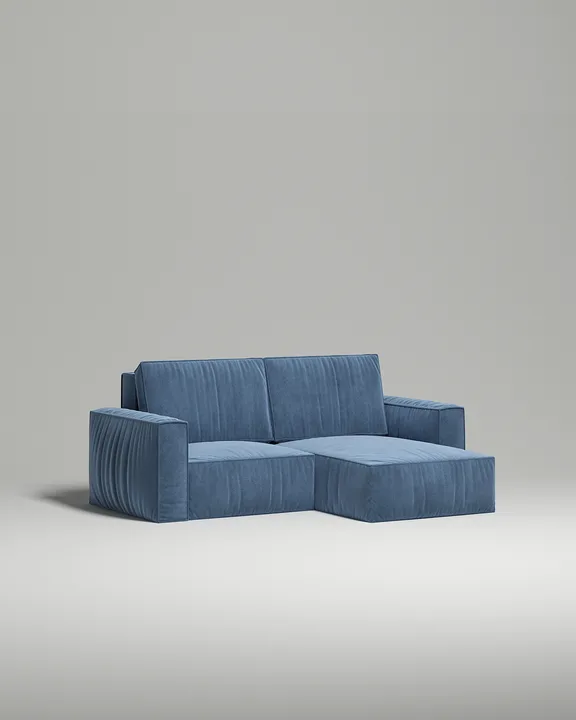 Стильный угловой диван Борген Мини угловой. Материал: Велюр. Цвет: Синий