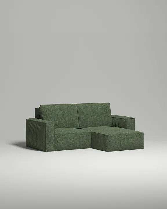 Стильный угловой диван Борген Мини угловой. Материал: рогожка. Цвет: Зеленый