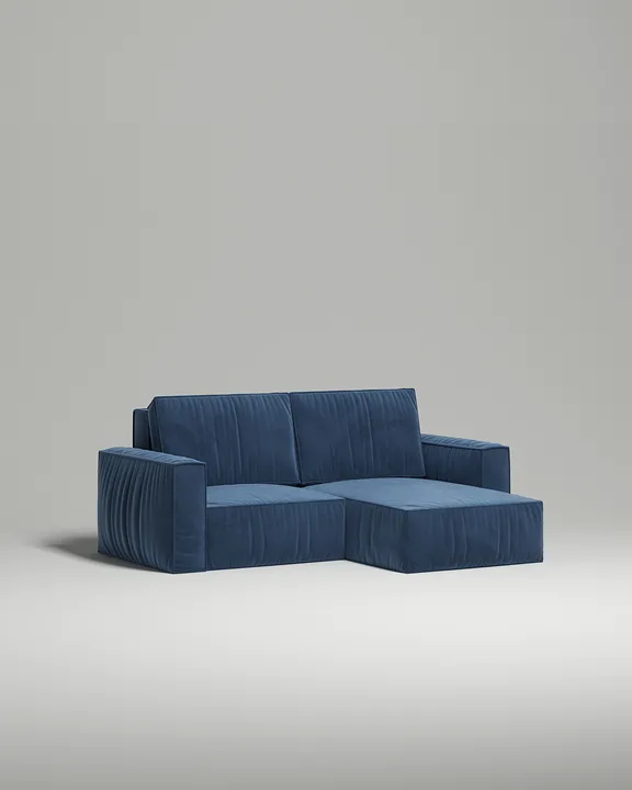 Стильный угловой диван Борген Мини угловой. Материал: Велюр. Цвет: Синий