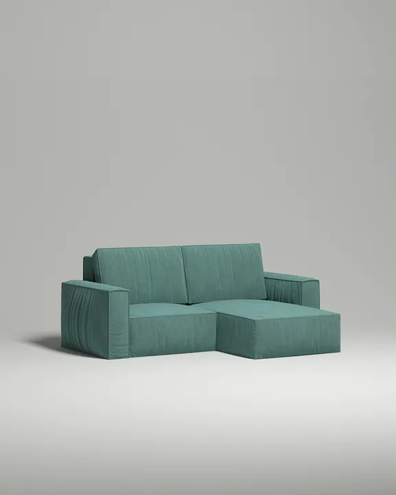 Стильный угловой диван Борген Мини угловой. Материал: Искусственная замша. Цвет: Зеленый