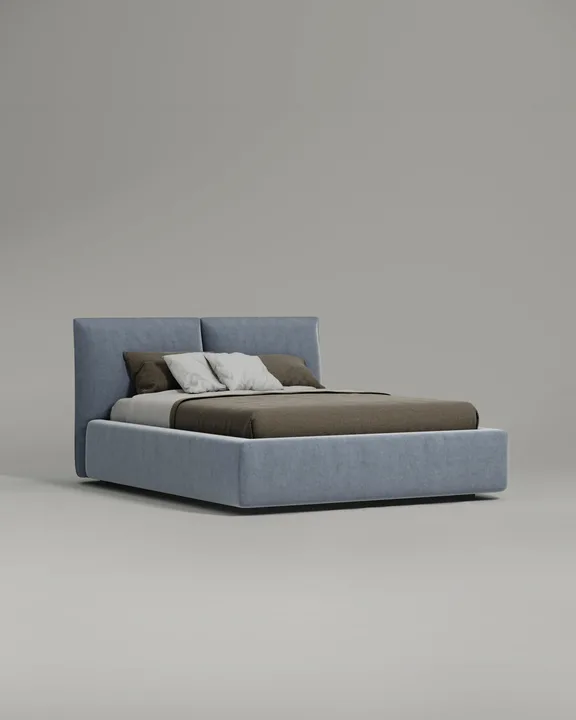 Кровать Эвада под матрас 180x200 с мягким изголовьем и ящиком для хранения белья. Материал: велюр - Velutto 48