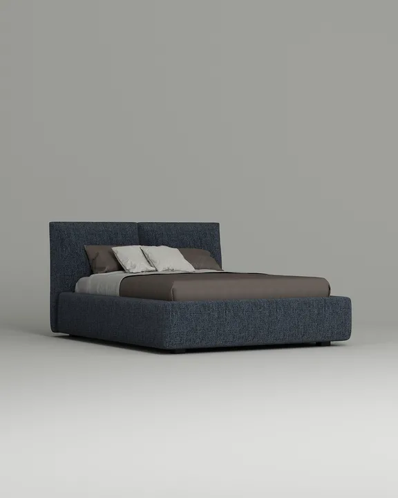 Кровать Эвада под матрас 180x200 с мягким изголовьем и ящиком для хранения белья. Материал: рогожка - Mys 788