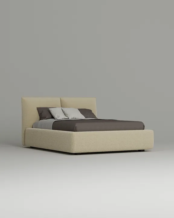 Кровать Эвада под матрас 180x200 с мягким изголовьем и ящиком для хранения белья. Материал: букле - Lanvin 010