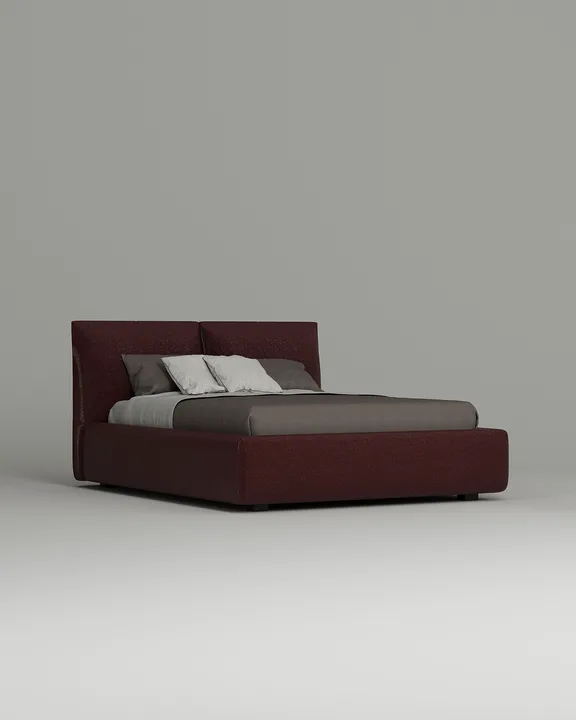 Кровать Эвада под матрас 200x200 с мягким изголовьем и ящиком для хранения белья. Материал: искусственная кожа - Oregon 32