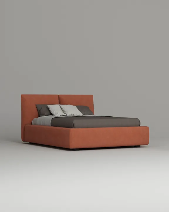 Кровать Эвада под матрас 180x200 с мягким изголовьем и ящиком для хранения белья. Материал: искусственная замша - Elixir 430