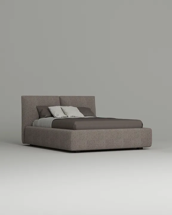 Кровать Эвада под матрас 160x200 с мягким изголовьем и ящиком для хранения белья. Материал: букле - Buckle latte A