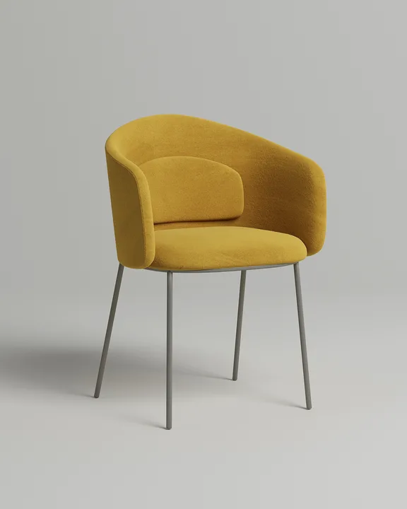 Удобный стул Laupet. Материал: велюр. Цвет: желтый (Velutto 56)