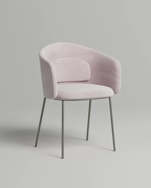 Удобный стул Laupet. Материал: велюр. Цвет: розовый (Velutto 37)