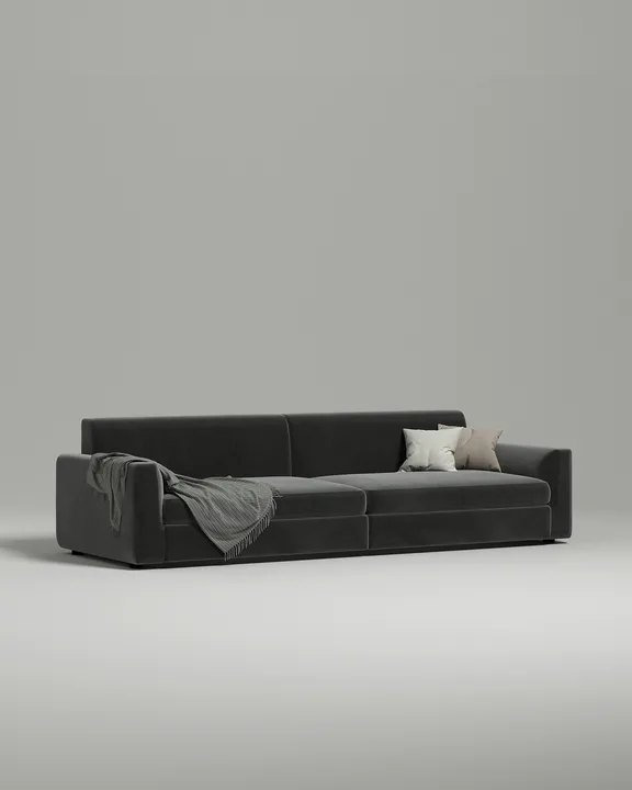 Стильный прямой диван Lutvan. Материал: Велюр. Цвет: Черный Стильный прямой диван Lutvan. Материал: Велюр. Цвет: Черный