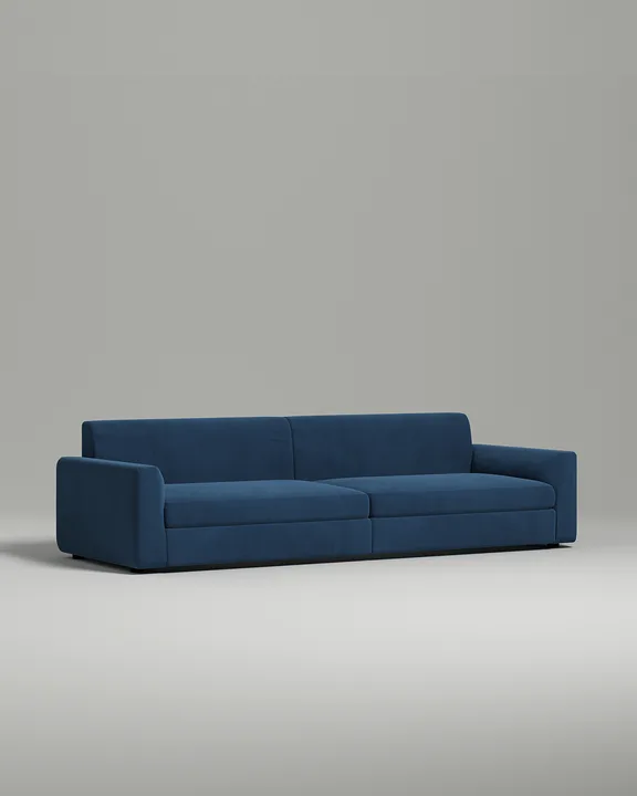 Стильный прямой диван Lutvan. Материал: Велюр. Цвет: Синий Стильный прямой диван Lutvan. Материал: Велюр. Цвет: Синий