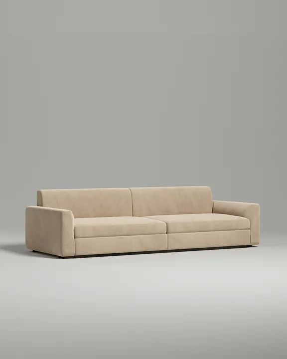 Стильный прямой диван Lutvan. Материал: Велюр. Цвет: Бежевый Стильный прямой диван Lutvan. Материал: Велюр. Цвет: Бежевый