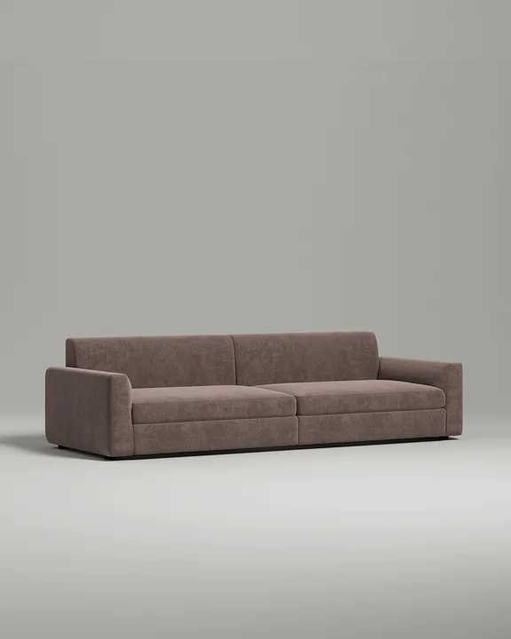 Стильный прямой диван Lutvan. Материал: Искусственная замша. Цвет: Коричневый