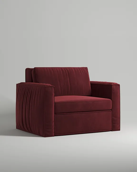 Кресло Borgen раскладное без ножек с подлокотниками (велюр цвета бордо - Velutto 29) от Kalibroom